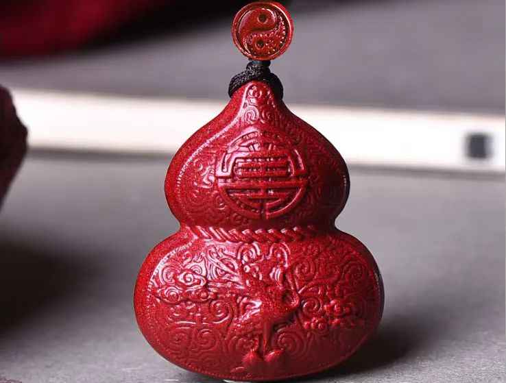 Purple-Gold Cinnabar Hulu Pendant – Fortune, Health & Spiritual Safeguard